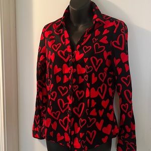 NY&C Heart Print Madison Stretch Shirt